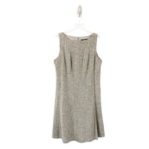 Lauren Ralph Lauren Women’s Sleeveless Gray Cream Black Tweed Wool Dress 14